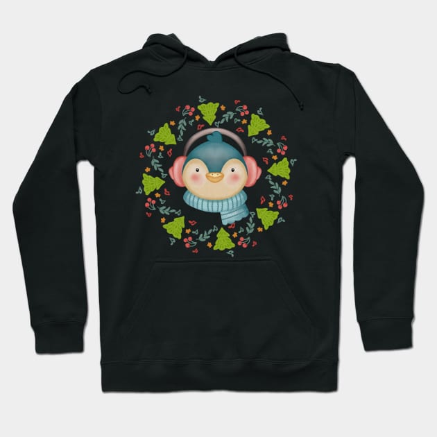 Adorable Penguin Christmas Wreath Hoodie by i am Cuta